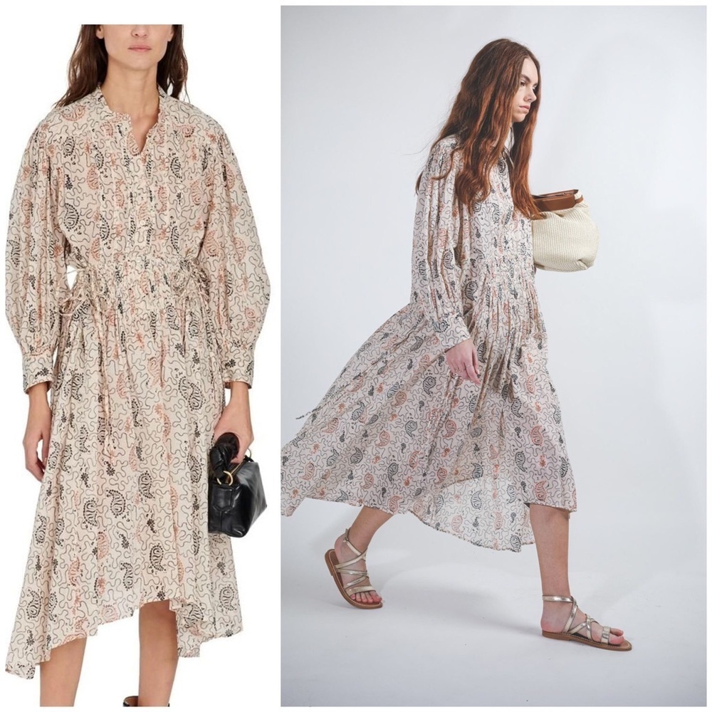 ISABEL MARANT / Ariana Printed Boho Cotton Midi Dress 44 large L